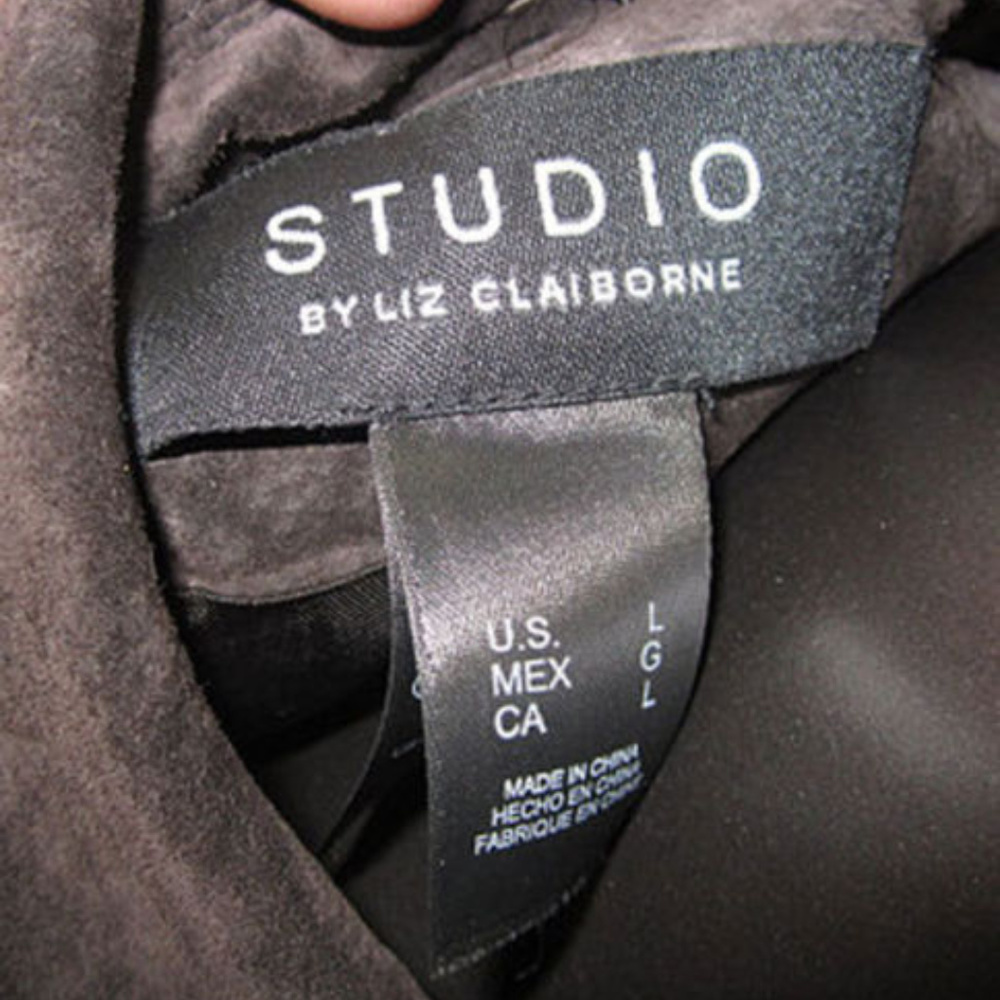 coat liz claiborne suede piel de porchno jacket - Picture 4 of 7